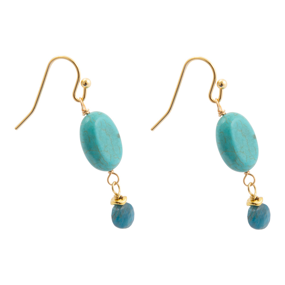Teal Apatite Golden Drop Earrings