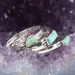 Triple Stack Shaped Turquoise and Sterling Silver Ring Set