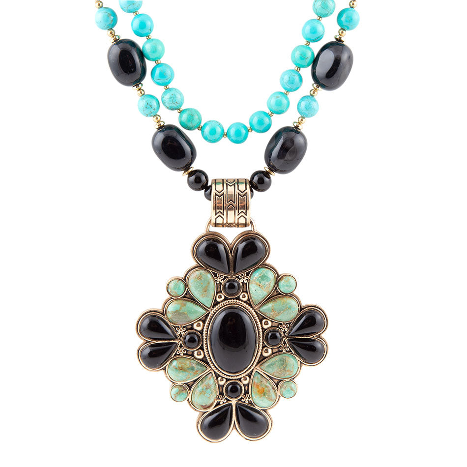 魅了 Blue Barcelona Turquoise Statement Golden Onyx Black and その他