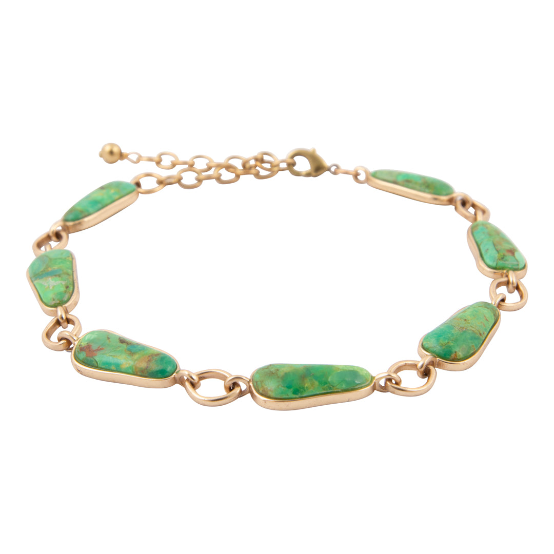 Oasis Green Turquoise Golden Link Bracelet