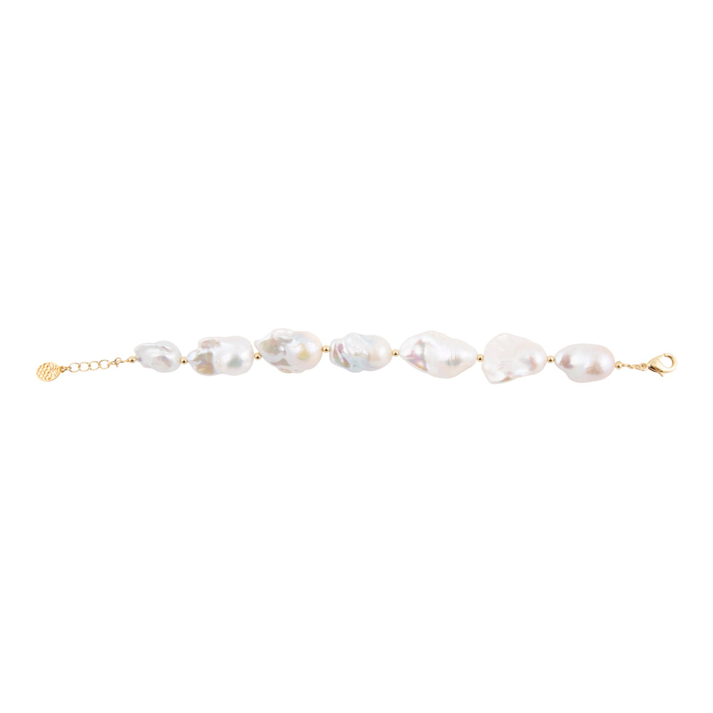 White Pearl Golden Chain Bracelet