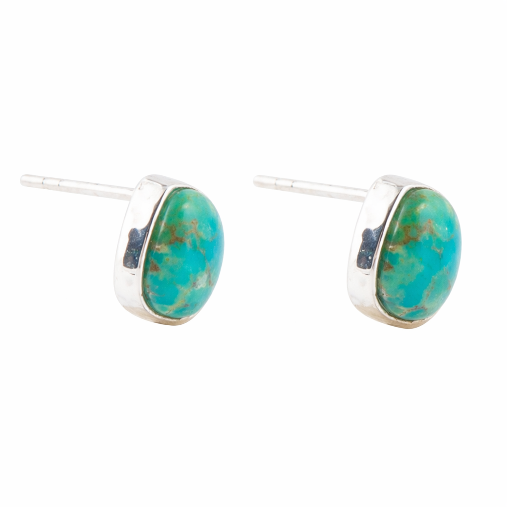 Abstract Blue Turquoise Silver Post Stud Earrings