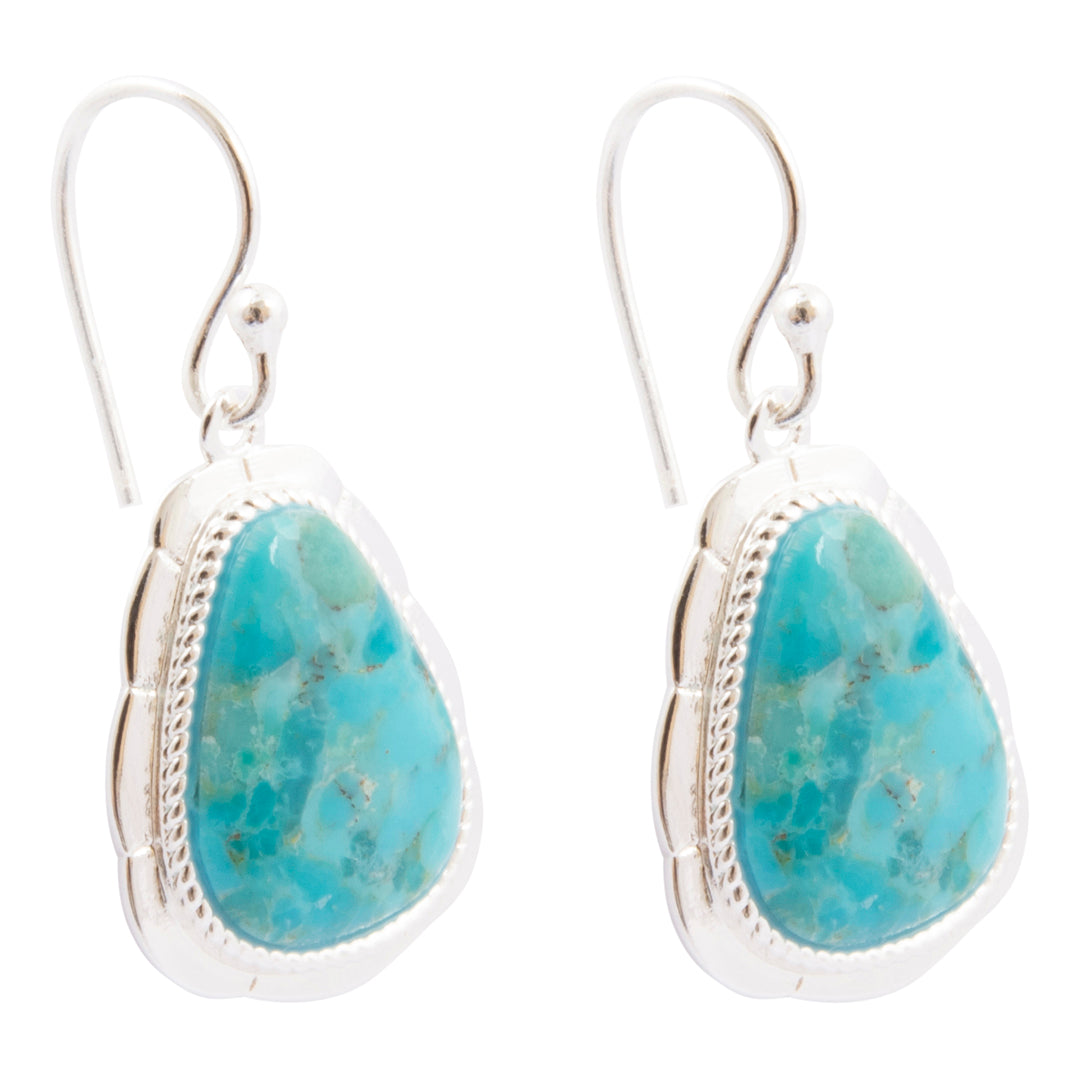 Desert Plume Blue Turquoise Silver Drop Earrings