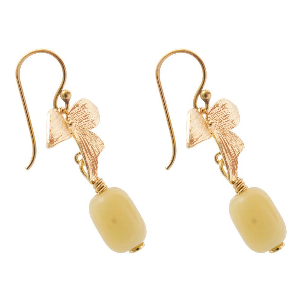 Golden Leaves Green Jasper Drop Earrings