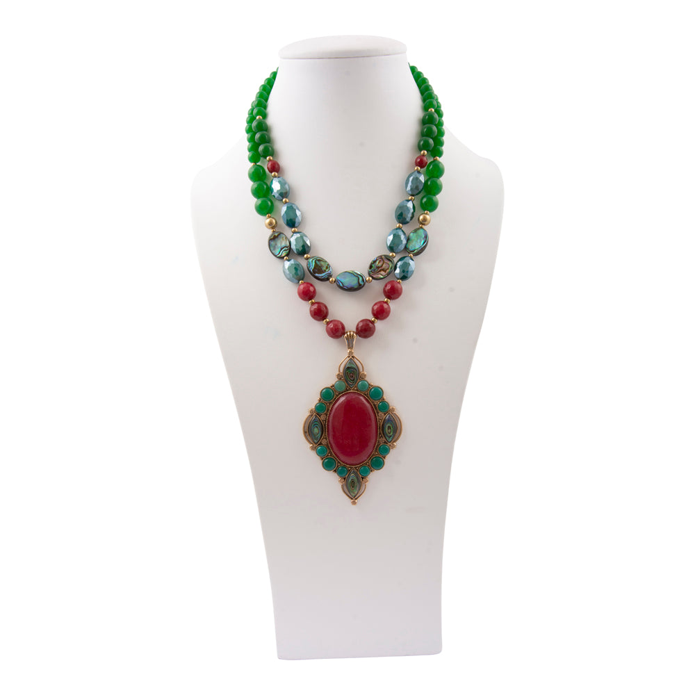 Regalia Red Onyx Golden Statement Necklace