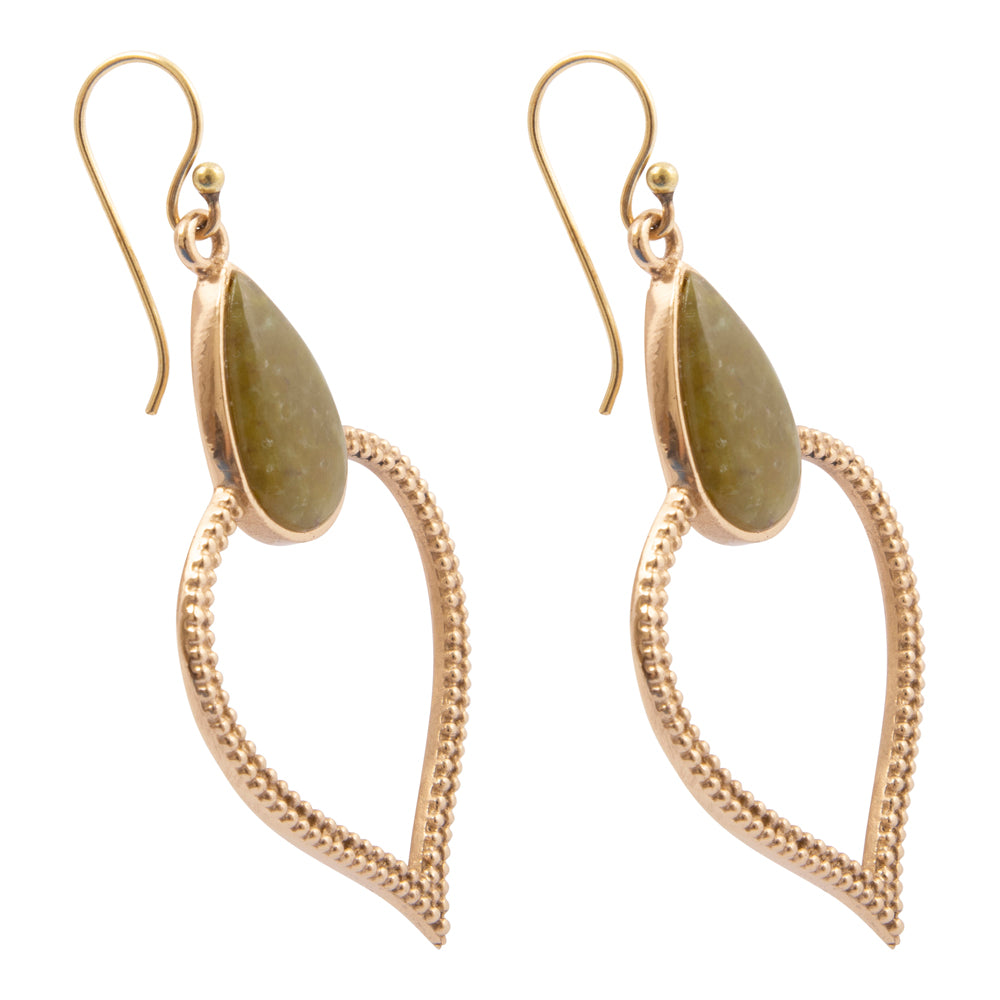 Green Jasper Bedouin Golden Drop Earrings