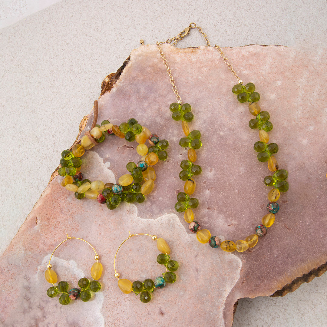 Journey Green Peridot Golden Strand Necklace