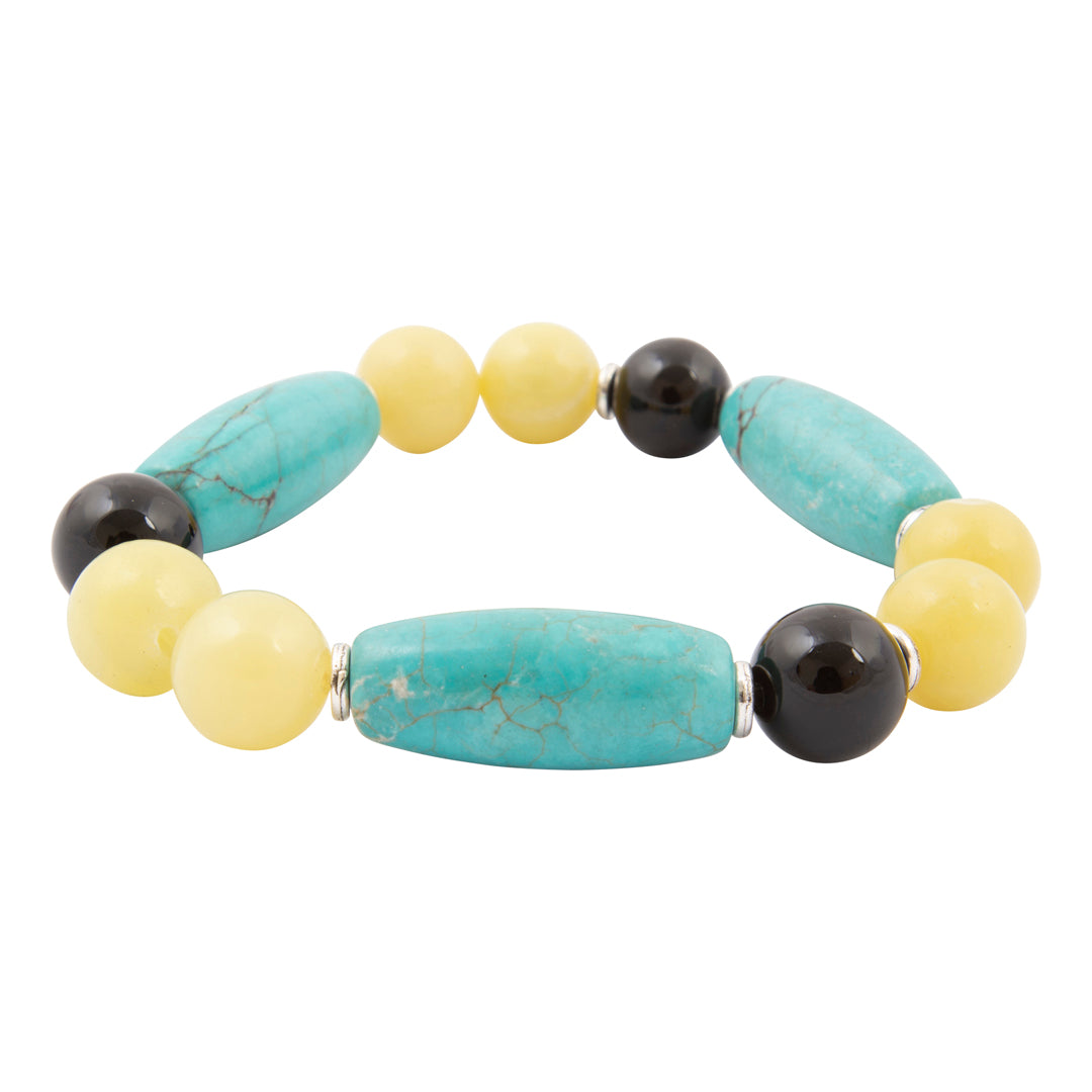 Coastal Grove Blue Turquoise and Blue Jasper Golden Bracelet