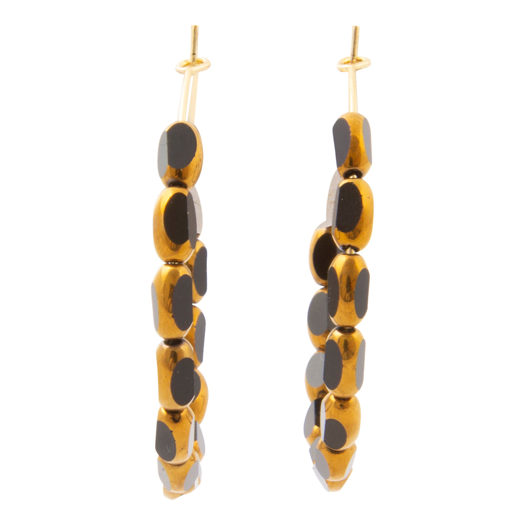 Midnight Luxe Black Onyx Golden Hoop Earrings