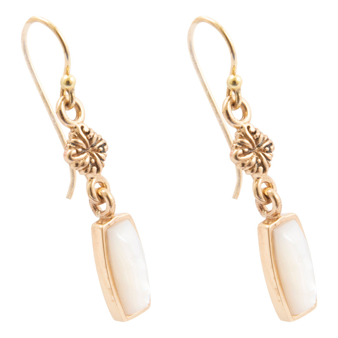 Regalia White Mother of Pearl Golden Drop Earrings