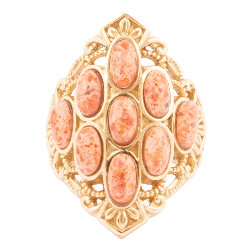 Sanibel Orange Coral Golden Drop Ring