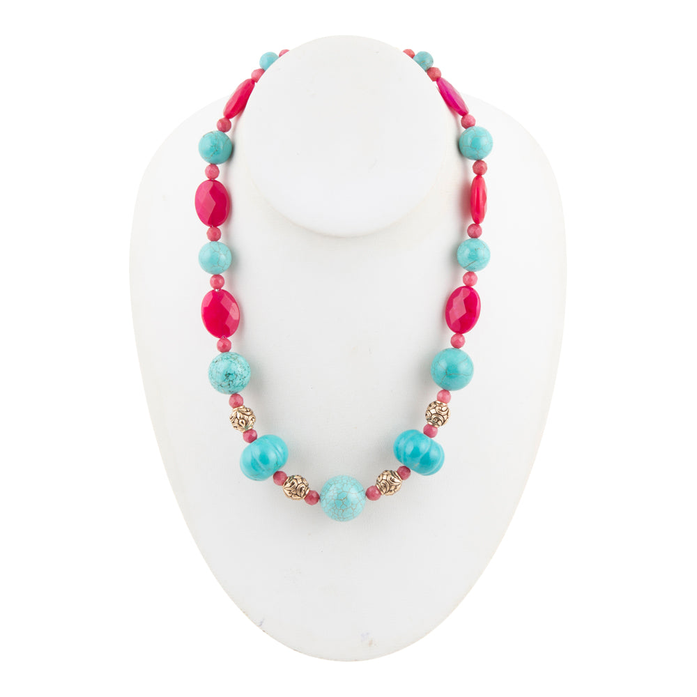 Stace Blue Magnesite Golden Bronze Necklace