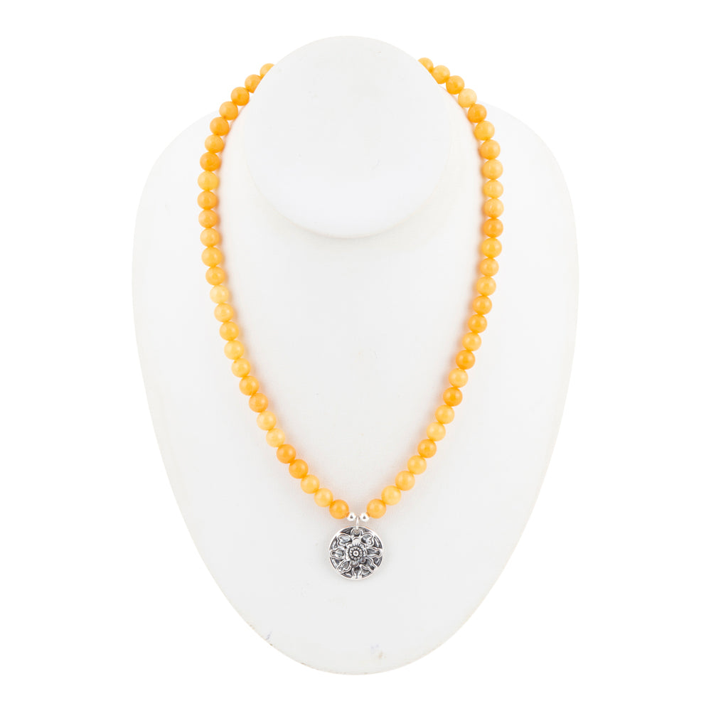 Stace Yellow Agate Silver Pendant Necklace