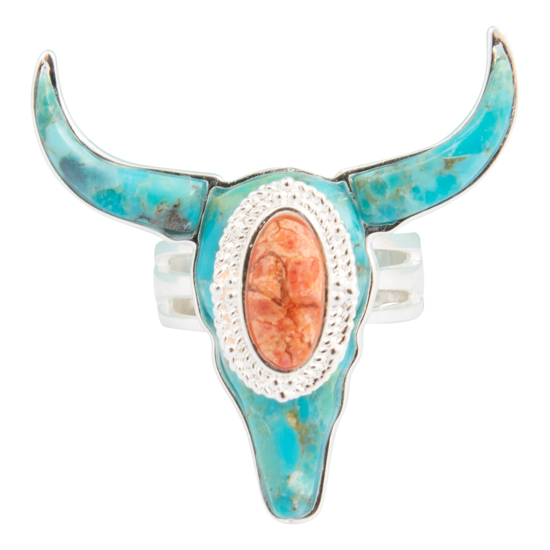 Longhorn Blue Turquoise Silver Ring