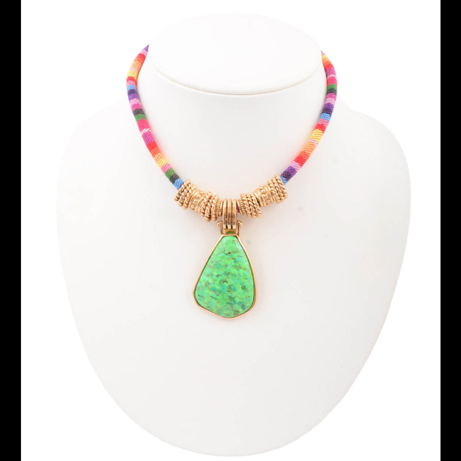 Spice Bazaar Lime Green Turquoise Pendant Statement Necklace