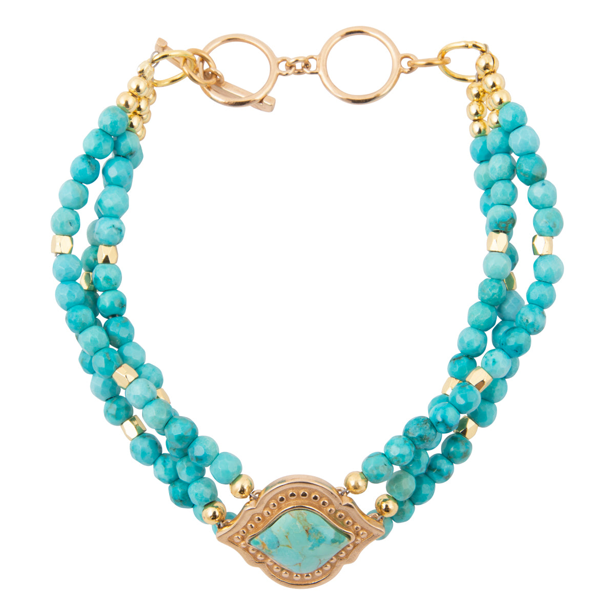 Gilded Oasis Blue Turquoise Golden Toggle Bracelet