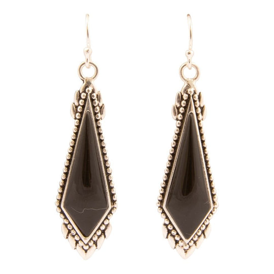 Anemone Black Onyx Sterling Silver Drop Earrings