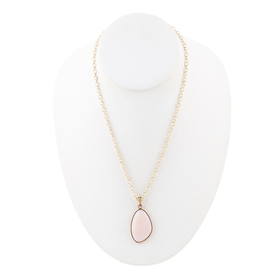 Aruba Pink Opal Golden Pendant Necklace - Barse Jewelry