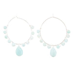 Blue Amazonite and Sterling Silver Beaded Hoop Earrings - Barse Jewelry