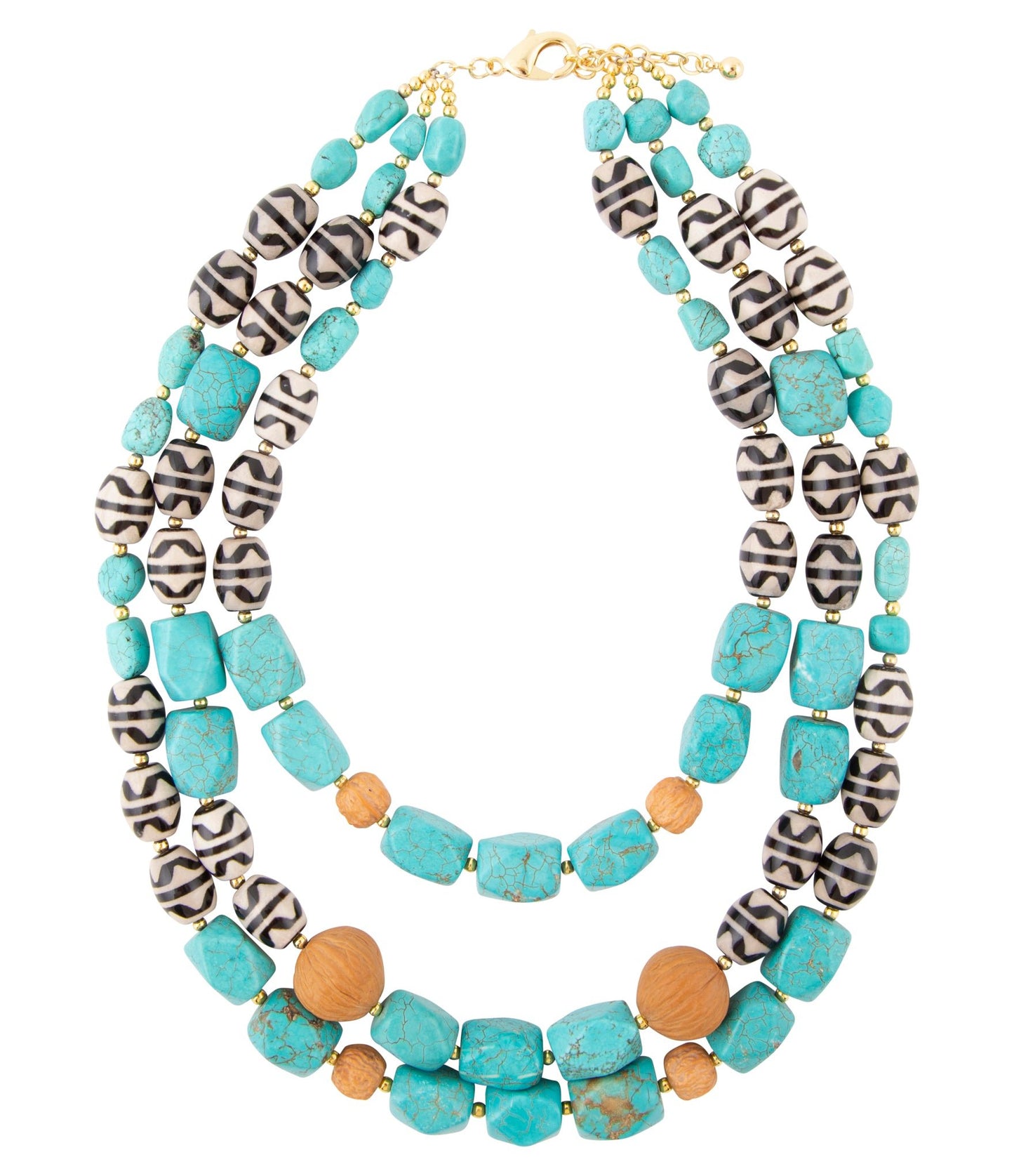 Blue Magnesite Golden Strand Necklace - Barse Jewelry