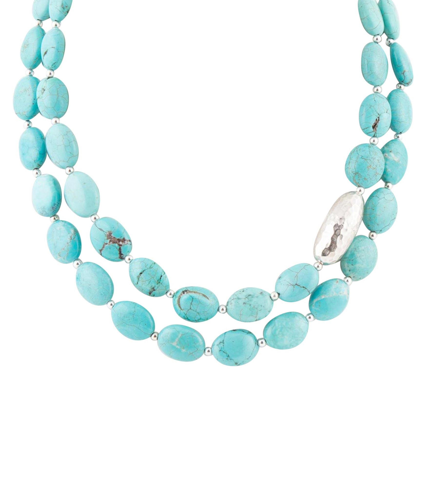 Blue Turquoise Magnesite Sterling Silver Strand Necklace – Barse