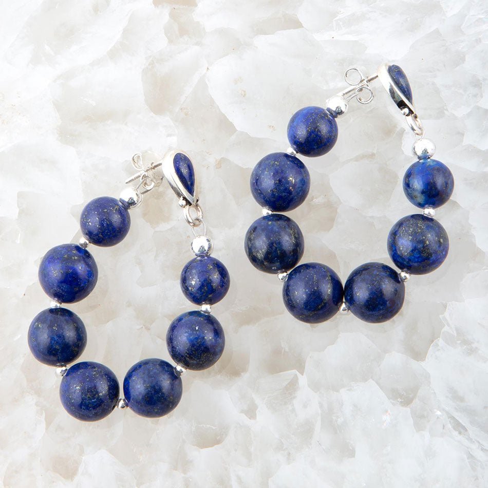 Carly Blue Lapis Complete Loop Sterling Silver Post Earrings - Barse Jewelry