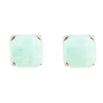 Classic Faceted Green Chrysoprase and Sterling Silver Stud Earrings - Barse Jewelry