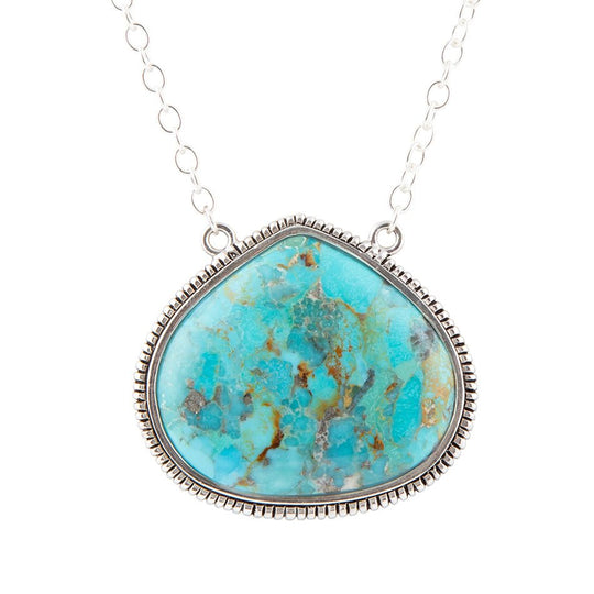 Corinth Blue Turquoise and Sterling Silver Pendant Necklace
