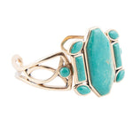 Deco Green Turquoise and Golden Statement Cuff Bracelet - Barse Jewelry