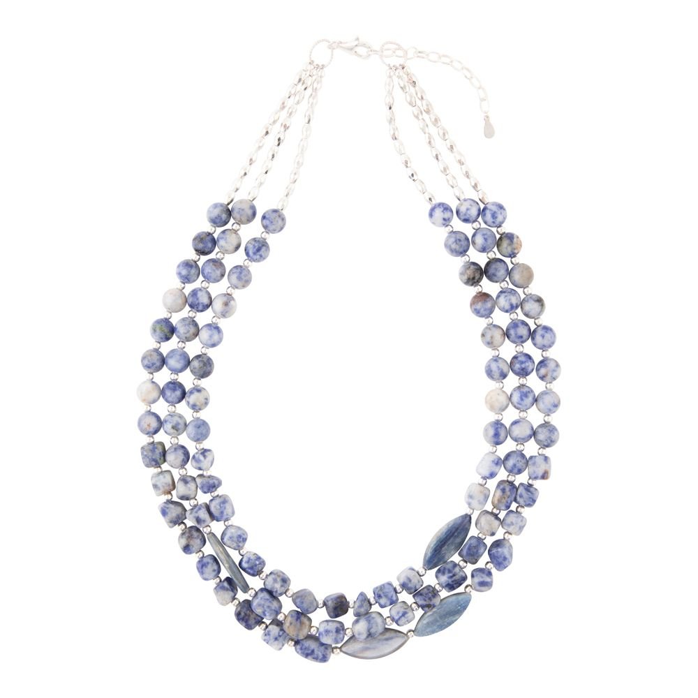 Denim Kyanite Blue Lapis Sterling Silver Strand Necklace - Barse Jewelry