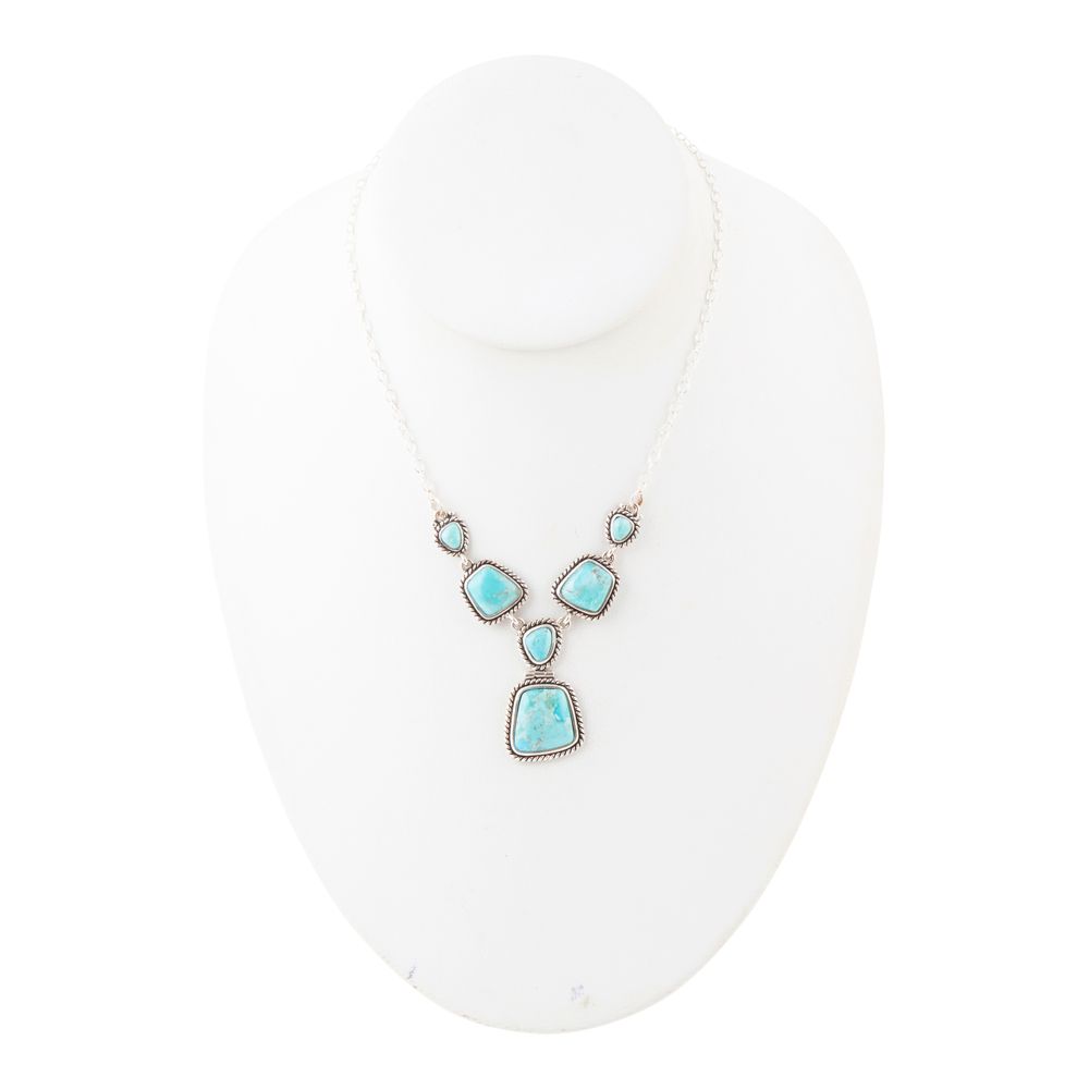 Turquoise necklace on a white background