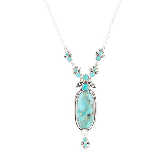 Emile Sterling Silver and Blue Turquoise Pendant Necklace