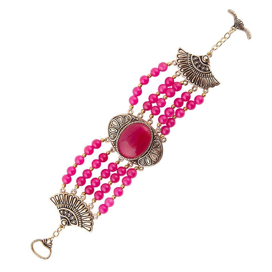 Flamenco Magenta Agate Statement Bracelet - Barse Jewelry