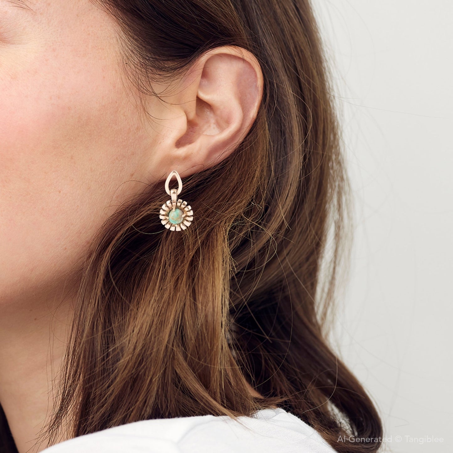 Fluted Blue Turquoise Drop Post Earrings - Barse Jewelry