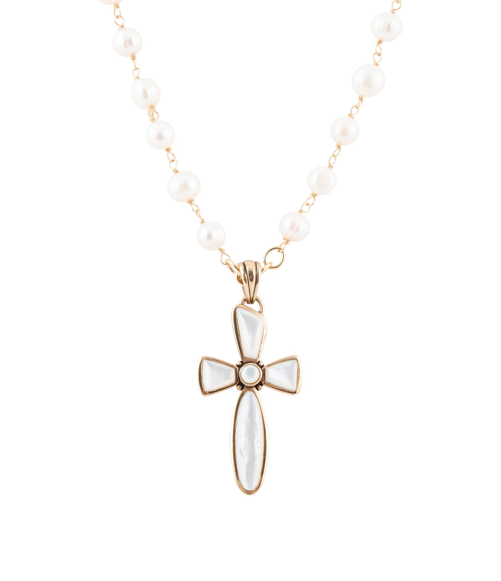 アクセサリー BARJEWELLERY Las Cruces White Pearl Cross Pendant Necklace – Barse Jewelry
