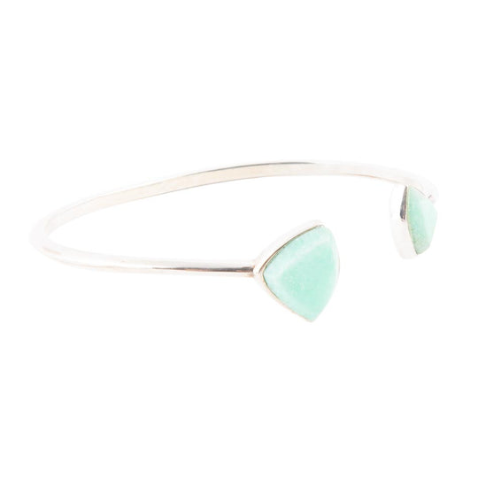 Green Chrysophase Open Sterling Silver Cuff Bracelet