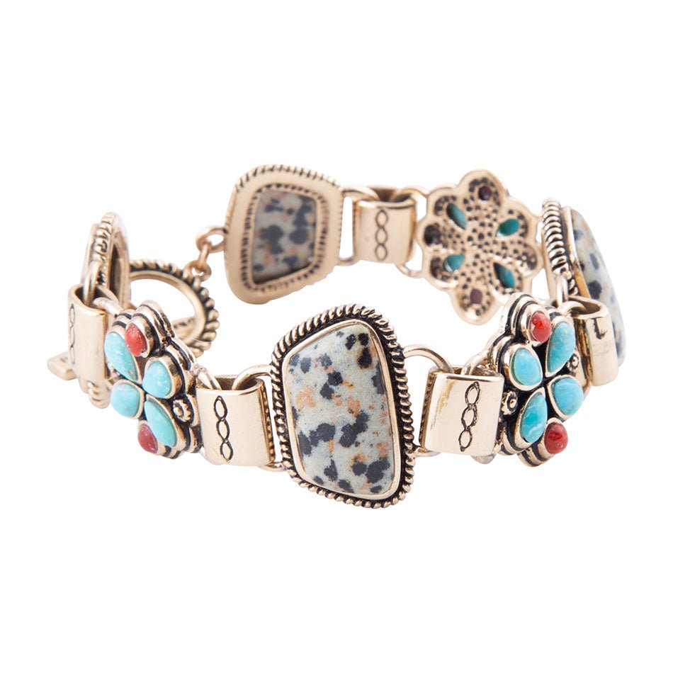 Legacy Blue Turquoise and Dalmatian Jasper Golden Bracelet – Barse