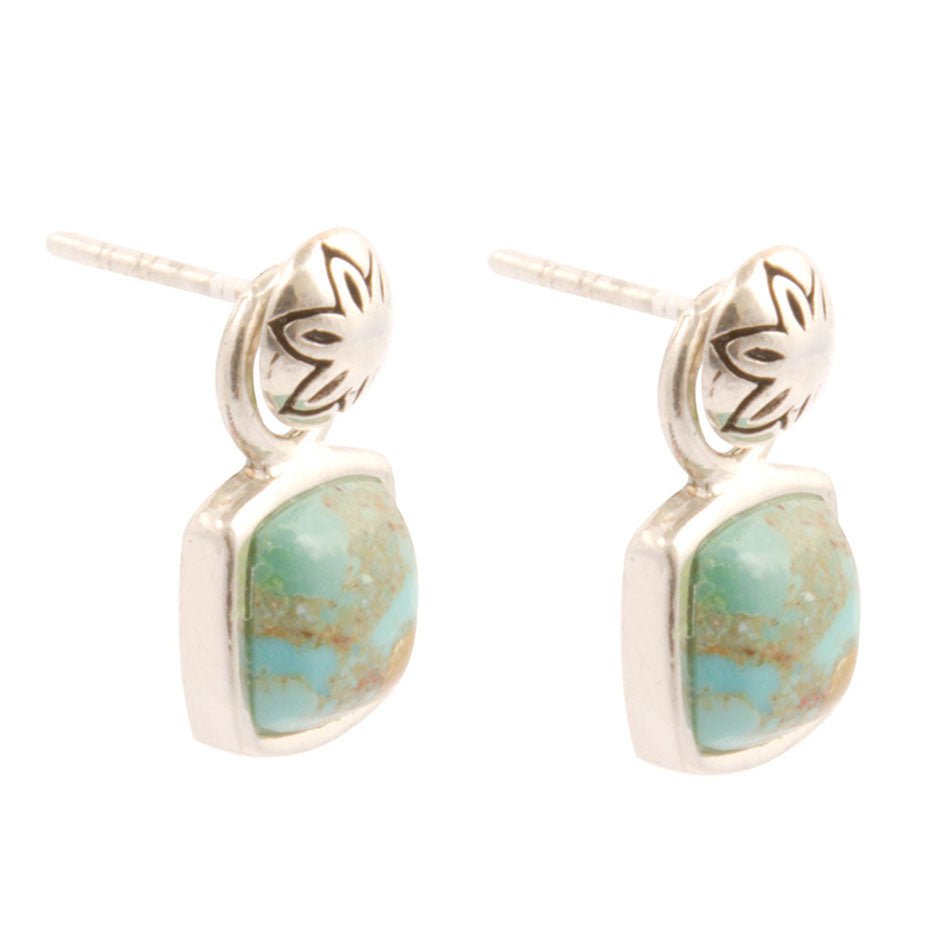 Little Bits Blue Turquoise Post Sterling Silver Earrings - Barse Jewelry