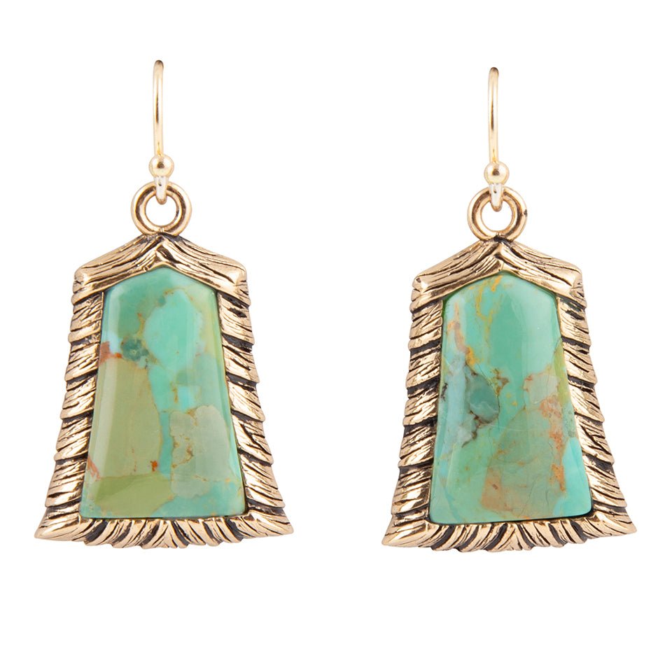 Dolce Teal Blue Turquoise Matrix Golden Drop Earrings main image 1