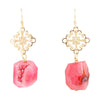 Pink Magenta Dreams Agate Golden Drop Earrings - Barse Jewelry