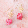 Pink Magenta Dreams Agate Golden Drop Earrings - Barse Jewelry