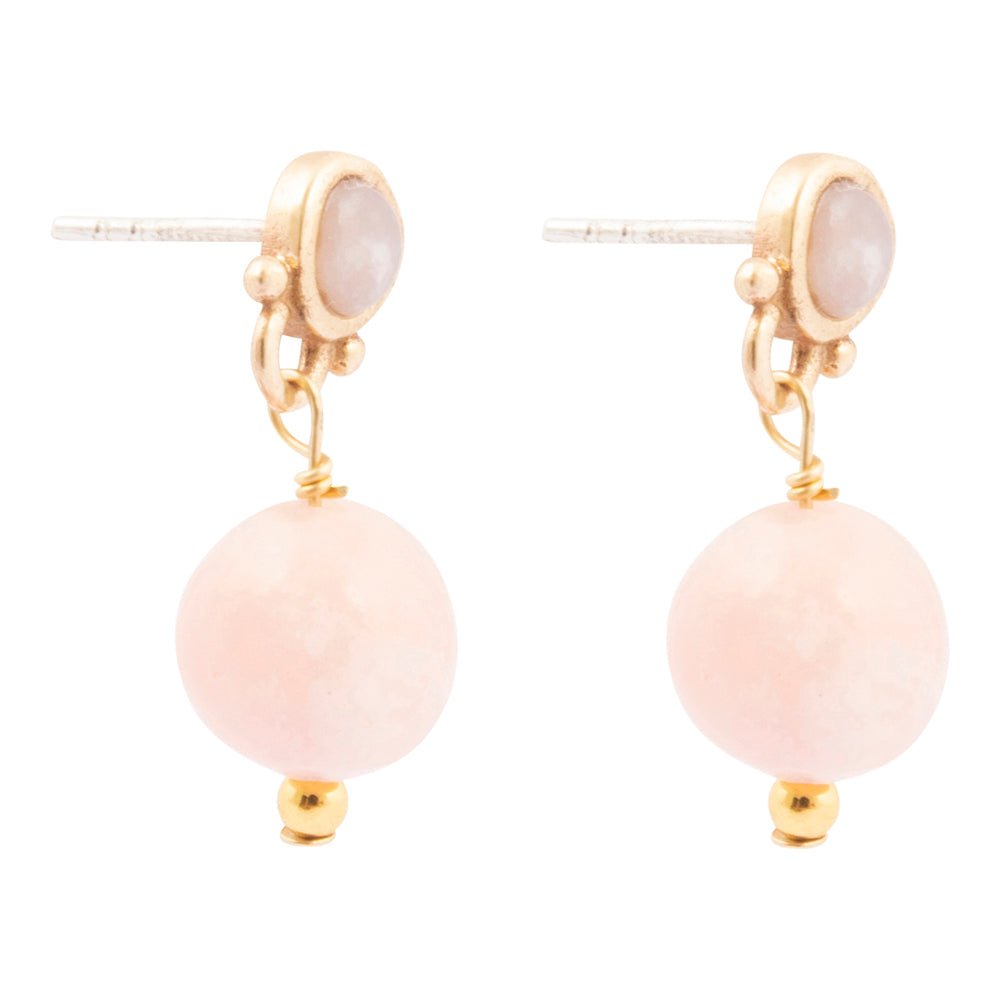 Pink Opal Golden Drop Post Earrings - Barse Jewelry