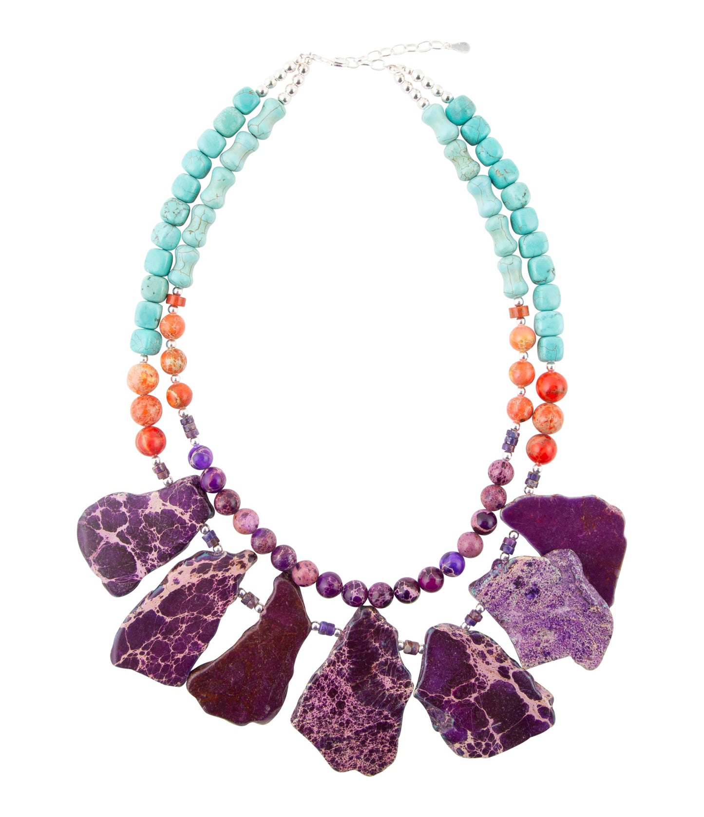 Prescott Blue Magnesite Purple and Orange Statement Necklace - Barse Jewelry