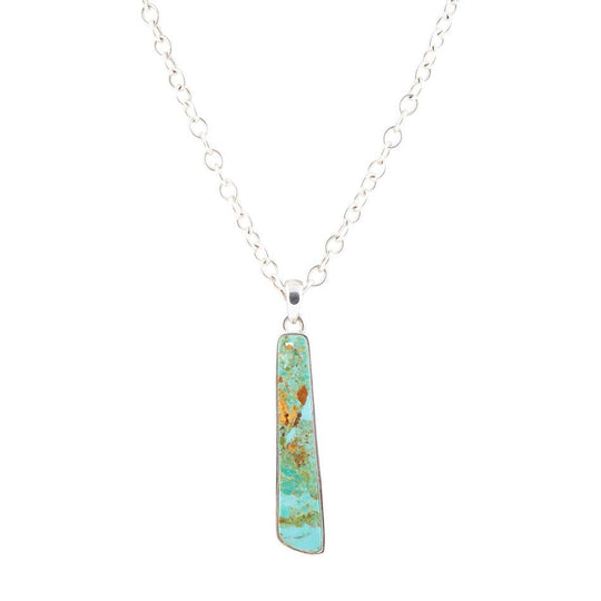 Pueblo Blue Turquoise and Sterling Silver Pendant Necklace