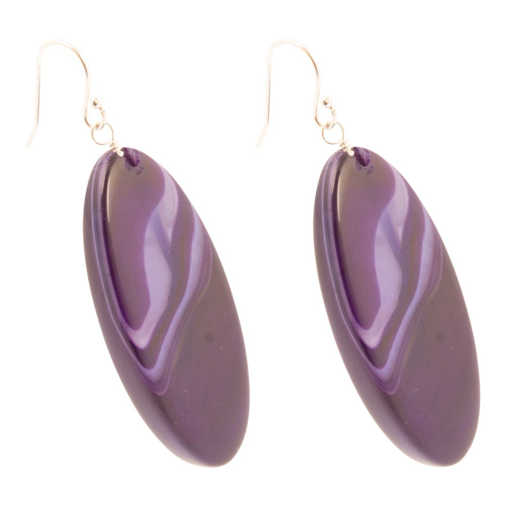 Purple Agate Slab Sterling Silver Statement Earrings - Barse Jewelry