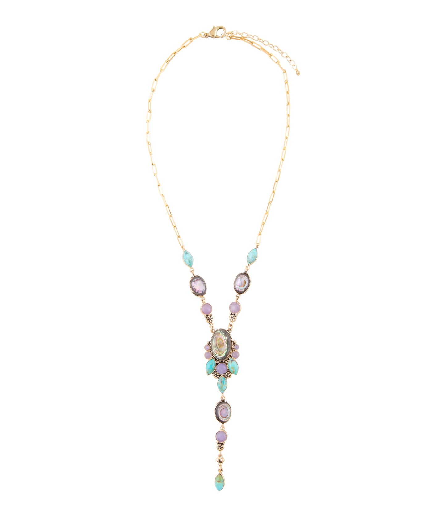 Regalia Blue Abalone Golden Y Necklace - Barse Jewelry