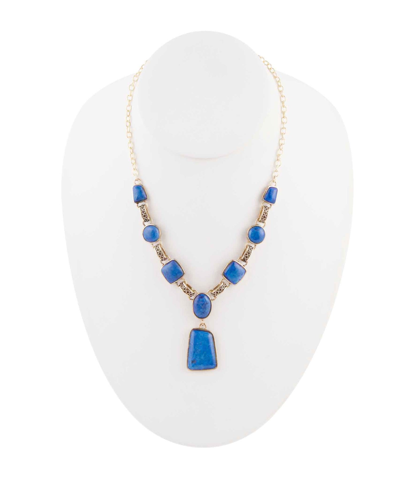 Royal Blue Lapis Golden Pendant Necklace - Barse Jewelry