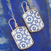 Santorini Cobalt Blue and White Golden Earrings - Barse Jewelry