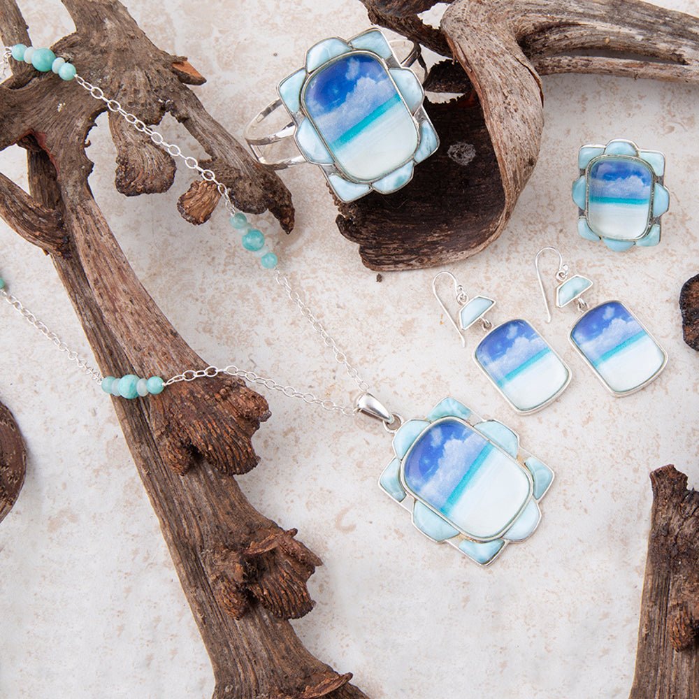 Scenic Beach Blue Larimar and Sterling Silver Drop Earrings - Barse Jewelry