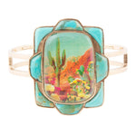 Scenic Sedona Blue Turquoise and Golden Cuff Bracelet - Barse Jewelry